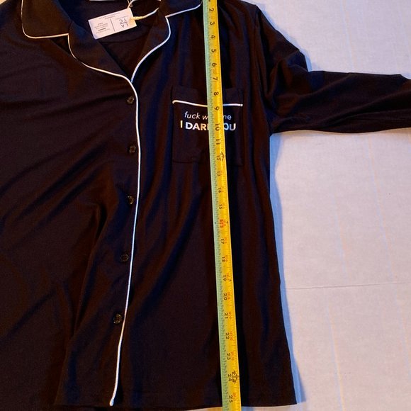 Los Angeles Trading Company  Black Pajama Set "F With Me, I DARE YOU" M/L  New! - Picture 8 of 10